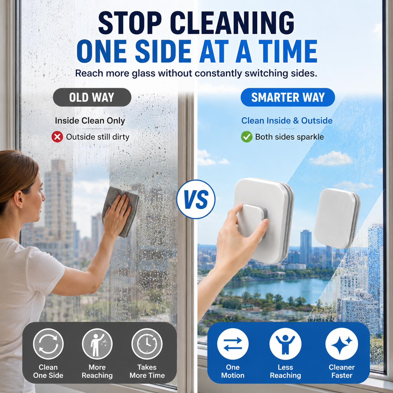 🧲6-in-1 Magnetic Window Cleaner-Clean Both Sides in One Pass