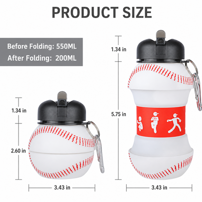 Soccer-themed Silicone Folding Water Bottle