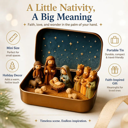 ✨ Mini Nativity Keepsake Tin – Compact Christmas Scene
