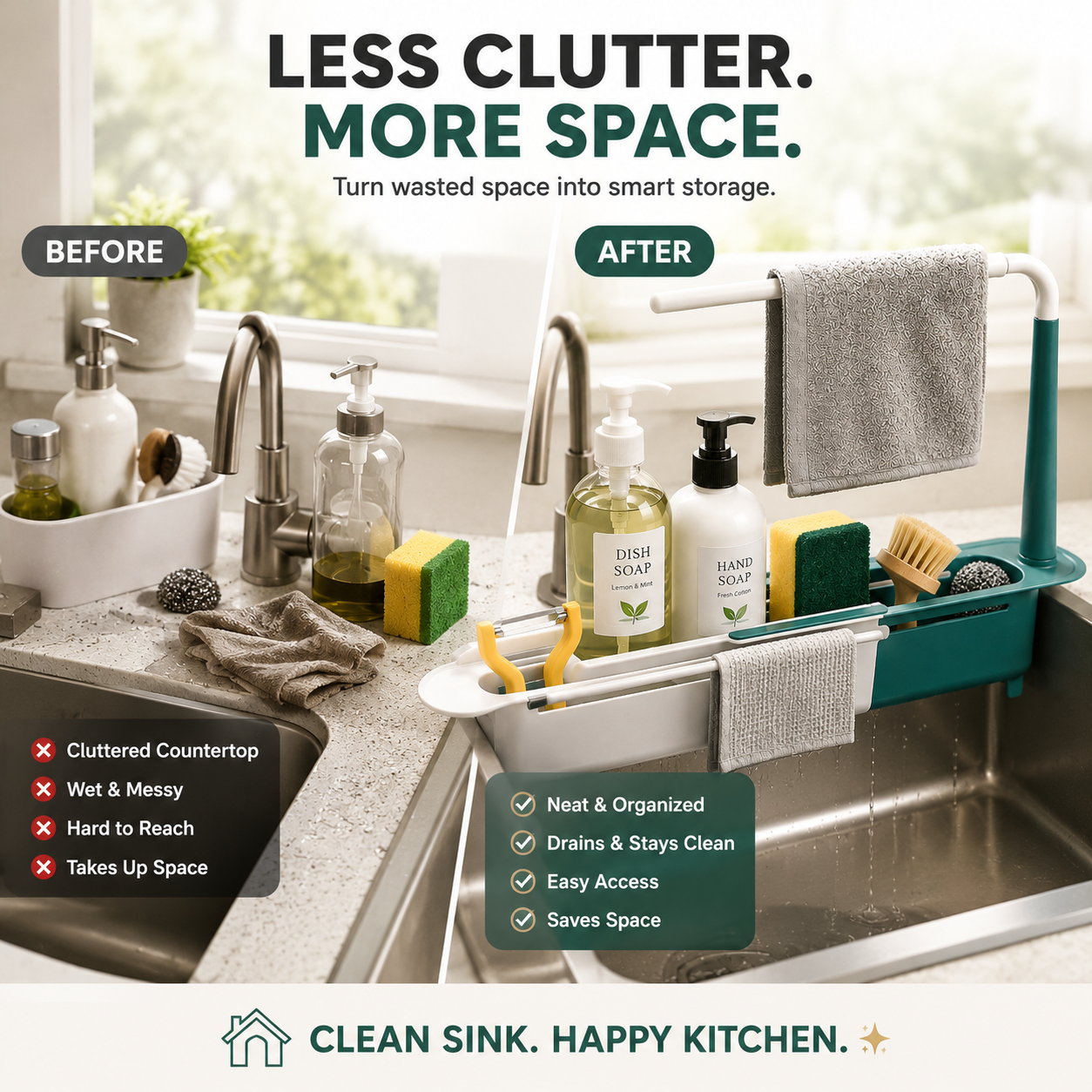 🔥Hot Sale🔥Updated Telescopic Sink Storage Rack