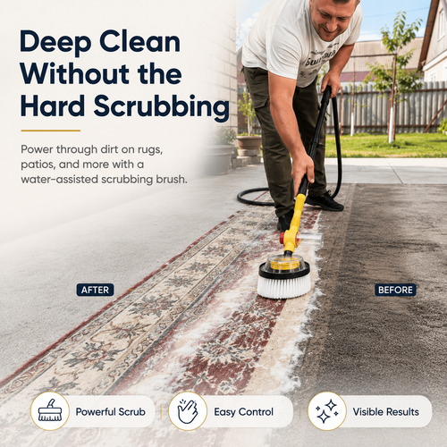 💦Water-Assisted Deep Cleaning Scrub Brush for Rugs, Car Wash, Patios & Outdoor Surfaces