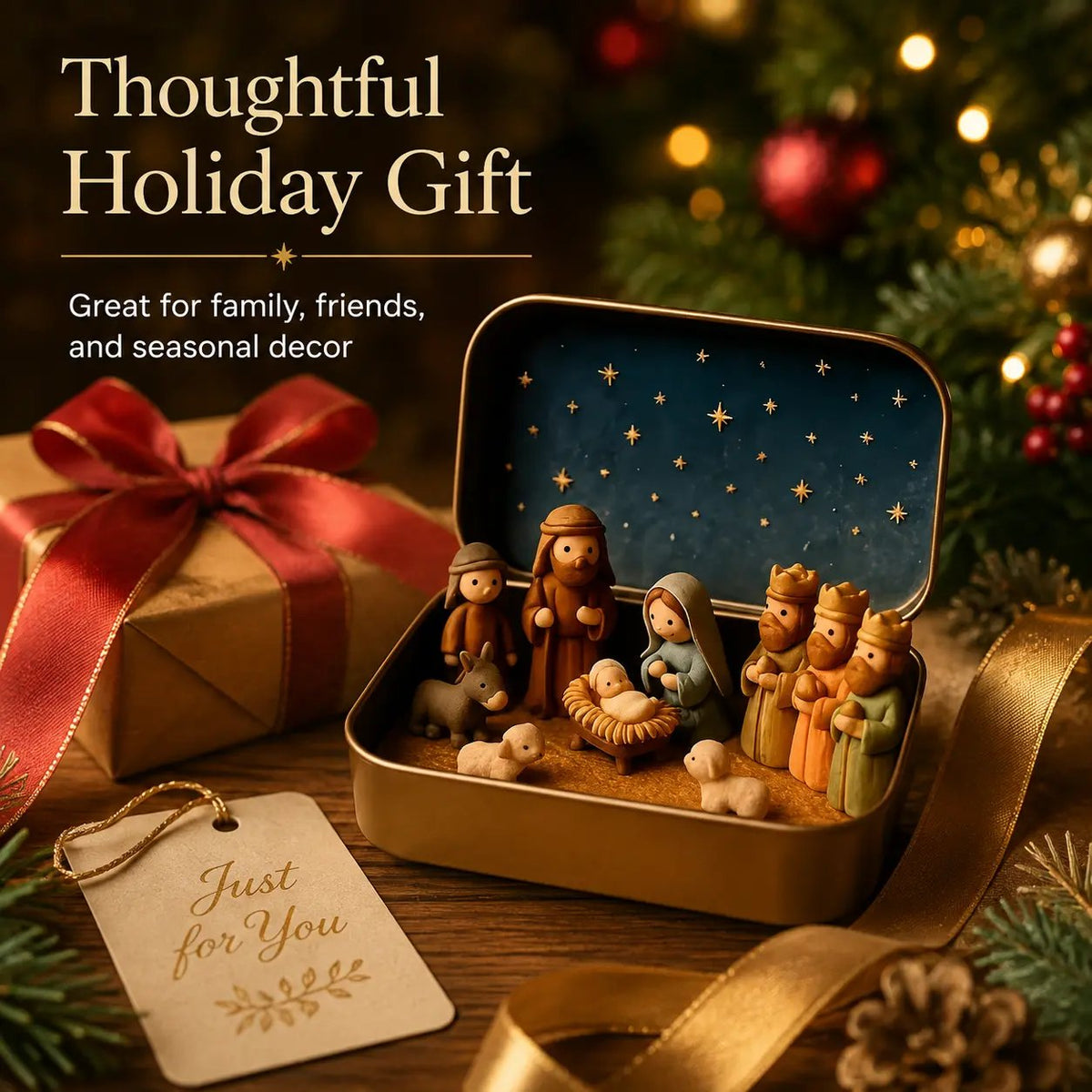 ✨ Mini Nativity Keepsake Tin – Compact Christmas Scene