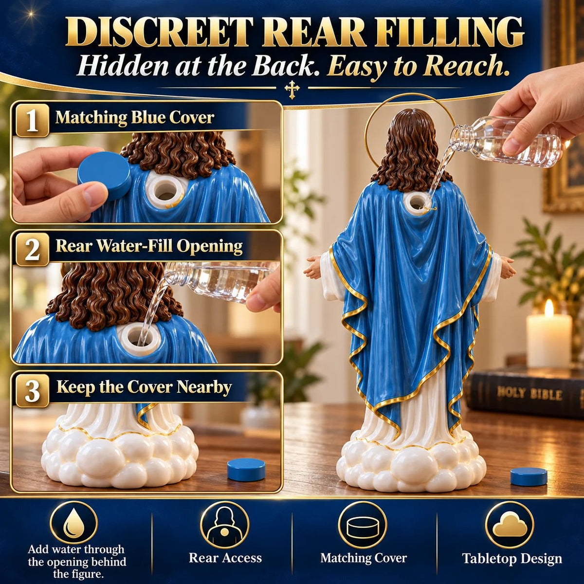 ✝️ Holy Mist Jesus Humidifier – Light-Up Christian Statue with Halo Glow & Cloud Mist
