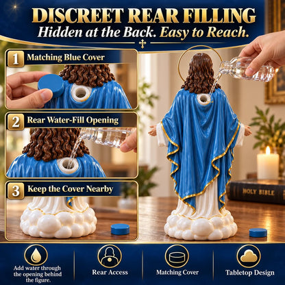 ✝️ Holy Mist Jesus Humidifier – Light-Up Christian Statue with Halo Glow & Cloud Mist