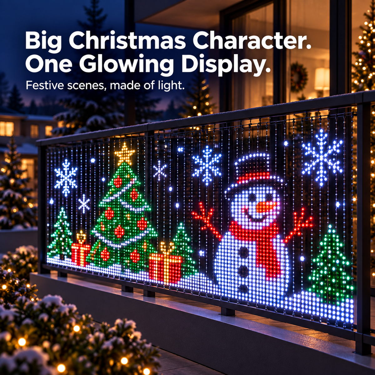 🎄 Turn Your Balcony Into a Christmas Show – Animated LED Pixel Curtain Lights🎅