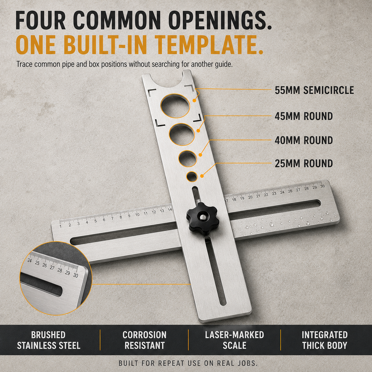 📐 Adjustable Tile Hole Positioning Ruler – Multi-Hole Measuring & Marking Tool, 40cm/60cm