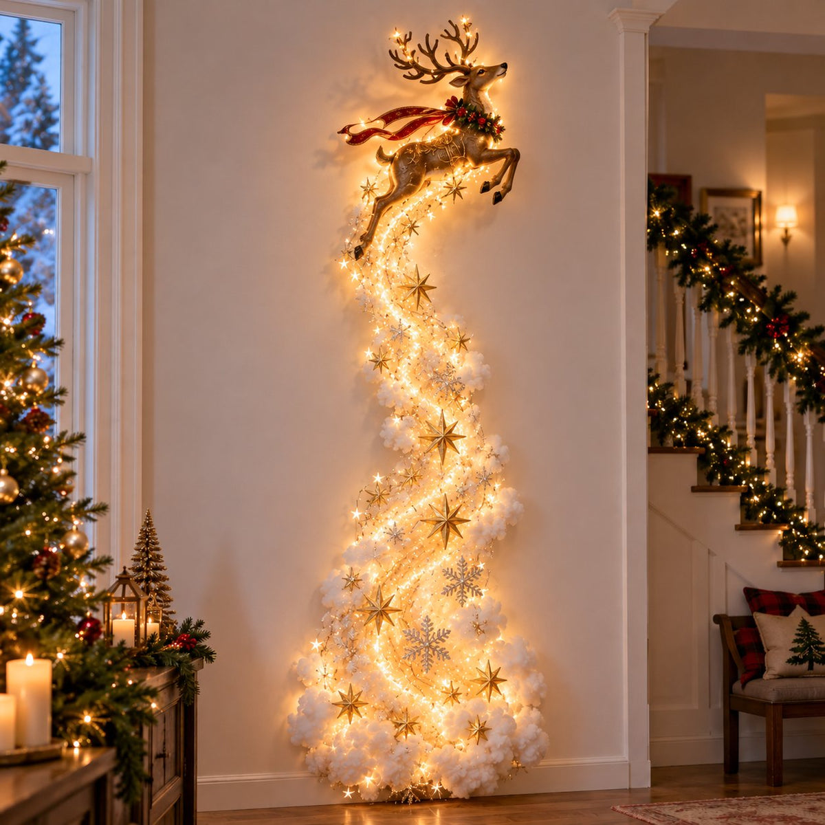 🎄 Christmas Magic Trail Wall Light – 120cm Light-Up Holiday Wall Decor