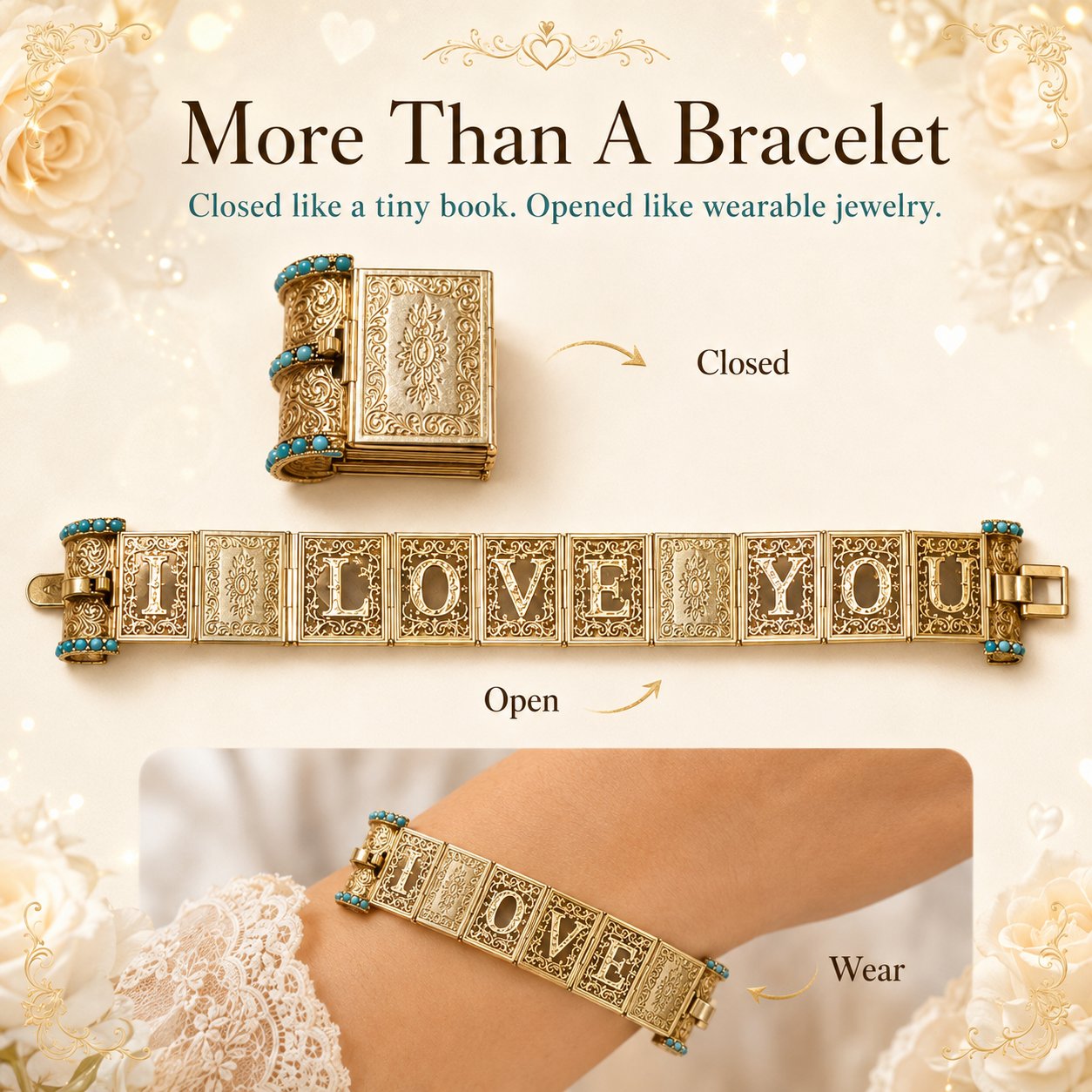 ❤️Victorian Book “I Love You” Bracelet