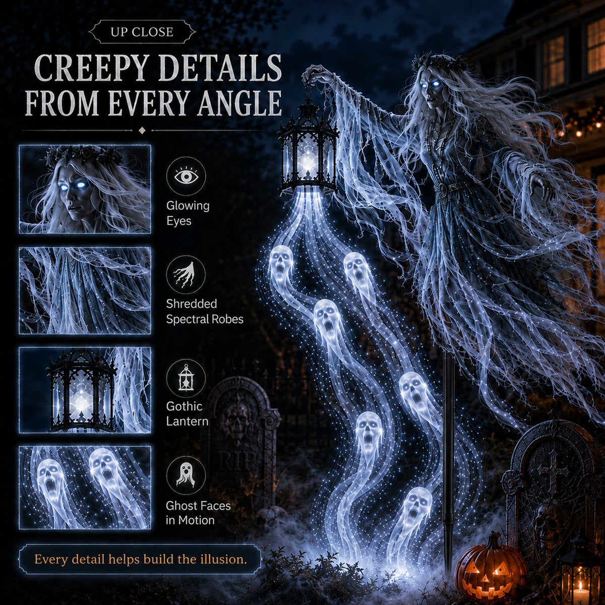 💀Wailing Wraith Lighted Halloween Yard Decoration (31.5*16in)