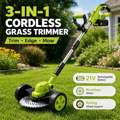 2026 Hot Sale 21V Cordless 3-in-1 Grass Trimmer, Edger & Mini Mower