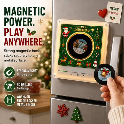 🎄🎵Christmas Fridge Magnet Music Player Set with 9 Vinyl Style Discs and USB C