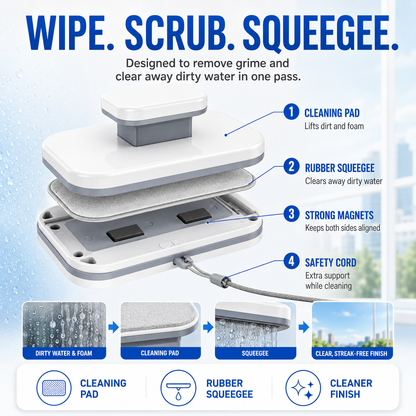 🧲6-in-1 Magnetic Window Cleaner-Clean Both Sides in One Pass