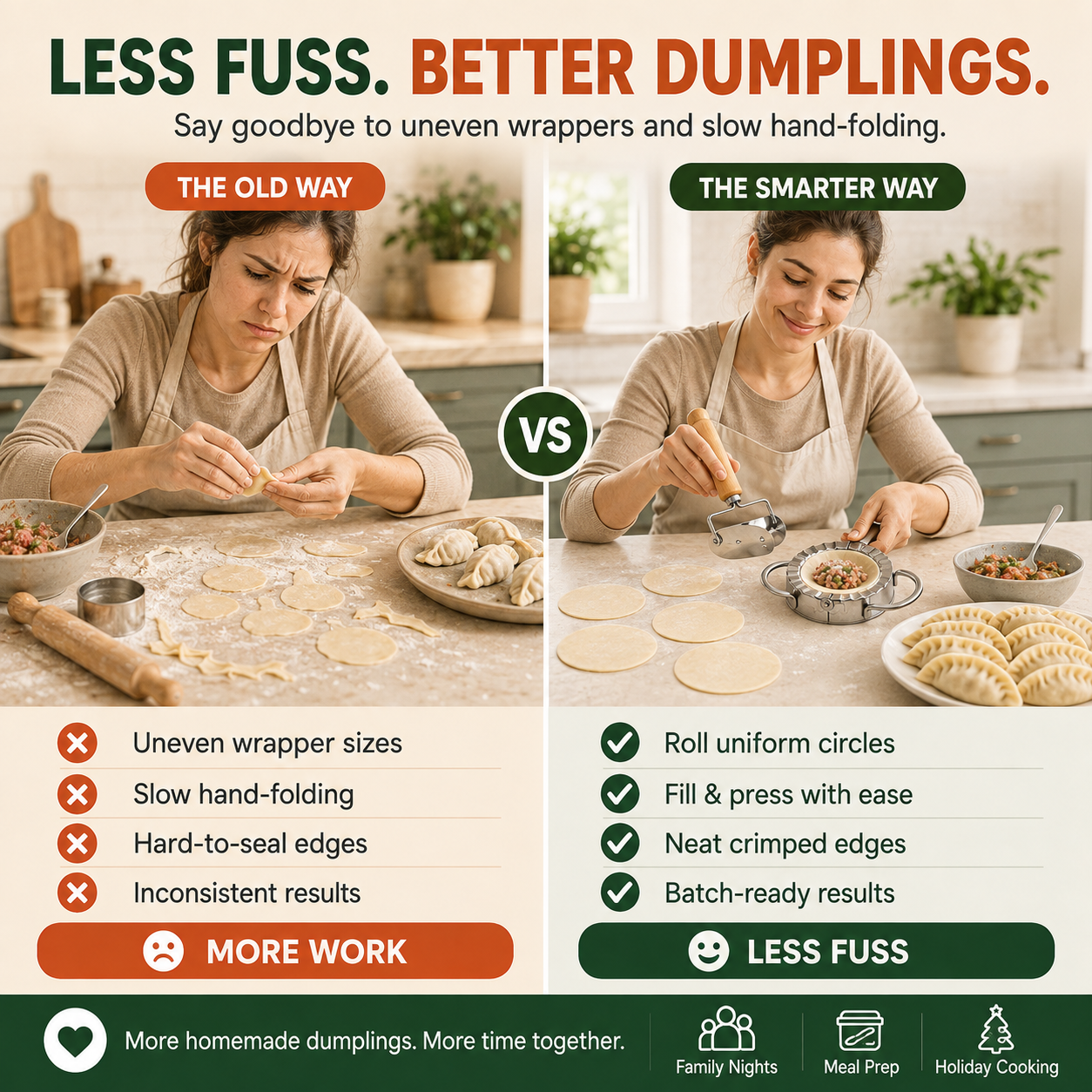 🥟 Steel DumStainless pling Maker & Dough Cutter Set – Roll, Fill, Press & Seal with Ease