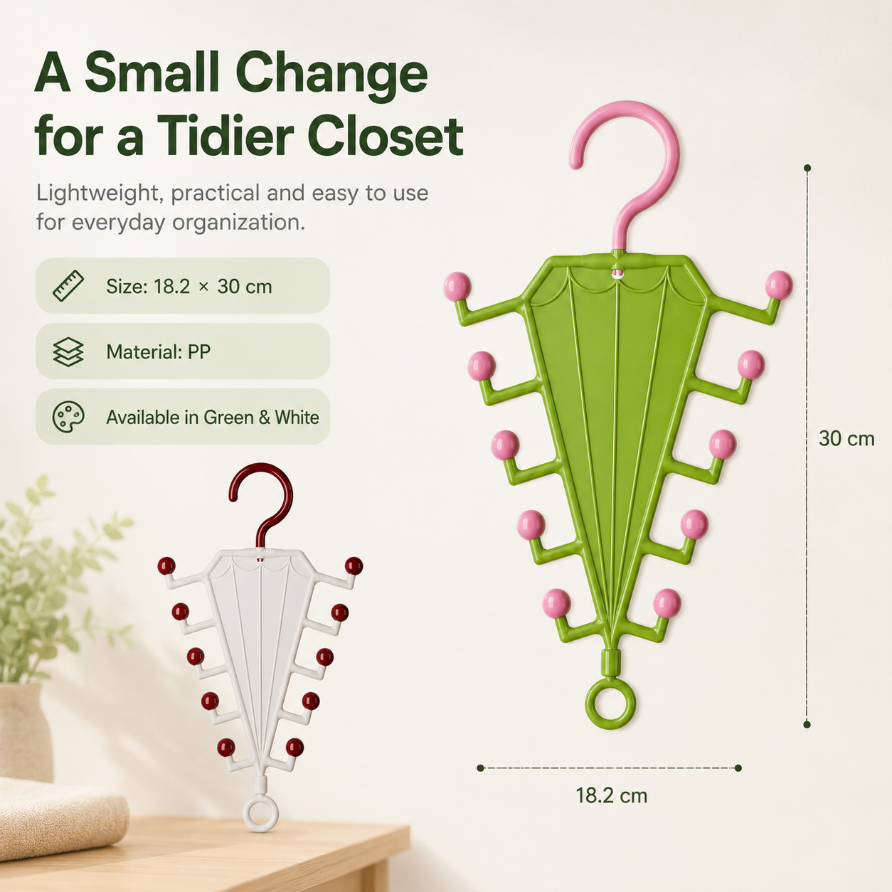 🧥V-Shaped Accessory Organizer | 10 Hooks for Belts, Ties & Scarves