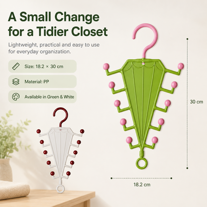 🧥V-Shaped Accessory Organizer | 10 Hooks for Belts, Ties & Scarves