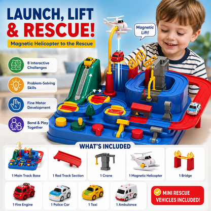 Kids Race Track Adventure Toy – Interactive Puzzle Track Playset with 6 Cars, Builds Thinking & Fine Motor Skills, Safe & Easy Assembly