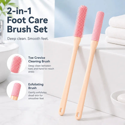 🦶🚿 Long-Handle Silicone Foot Cleaning Brush Set ✨ Easy-Reach Toe & Heel Care | 2 PCS