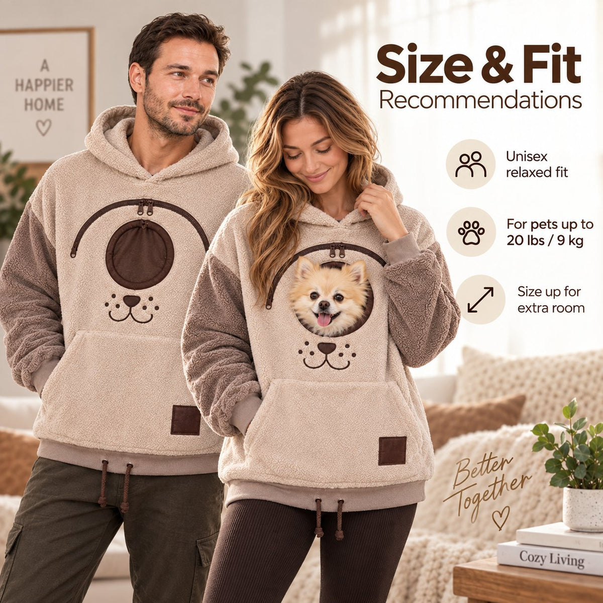 🐾 Dog & Cat Cuddle Hoodie – Oversized Cozy Hoodie with Front Pet Pouch