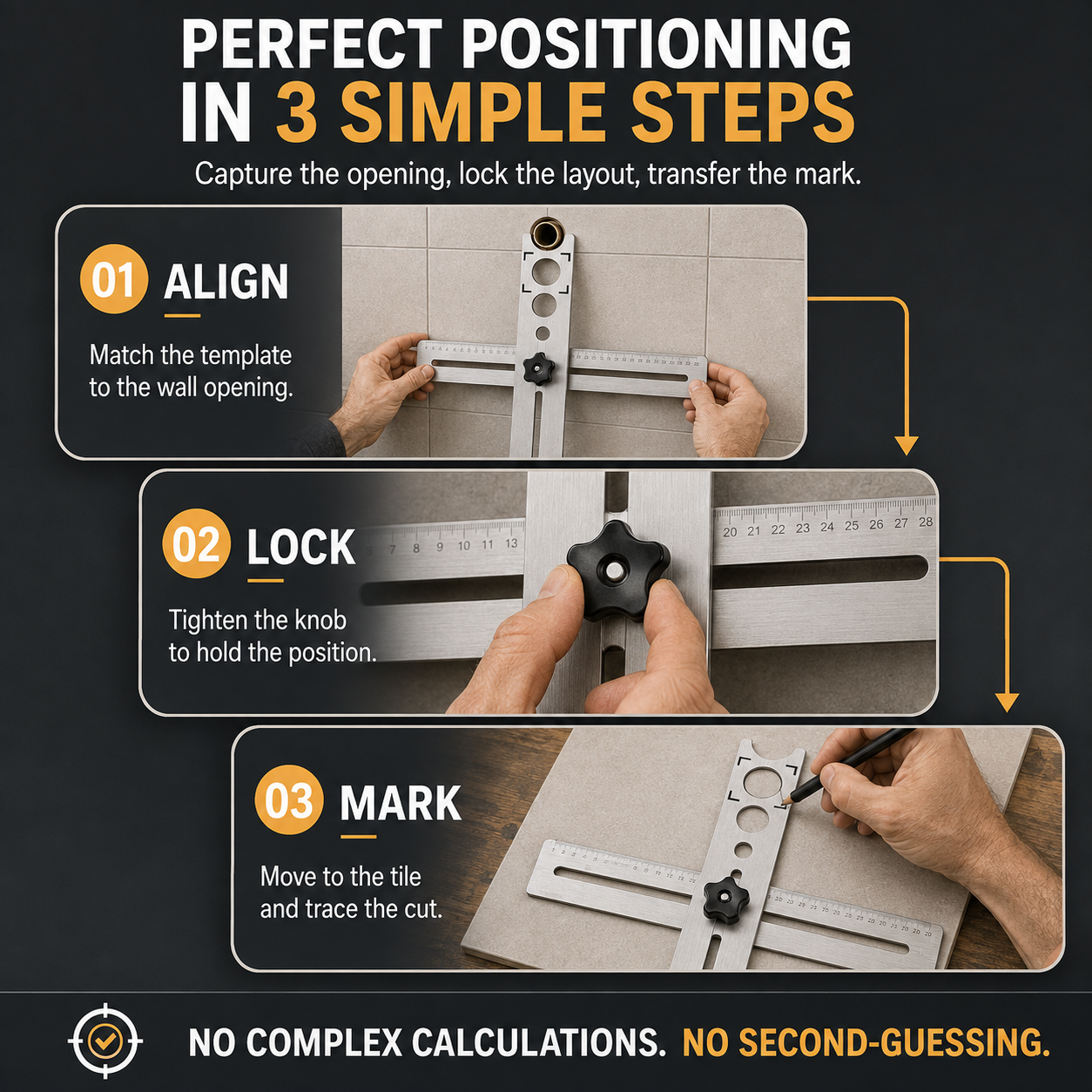📐 Adjustable Tile Hole Positioning Ruler – Multi-Hole Measuring & Marking Tool, 40cm/60cm