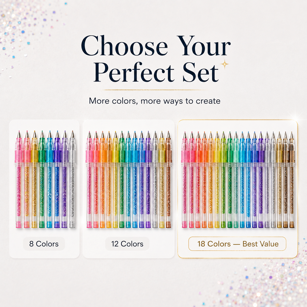 🎨✨Glitter Gel Pen Set-18 Sparkling Colors for Creative Fun