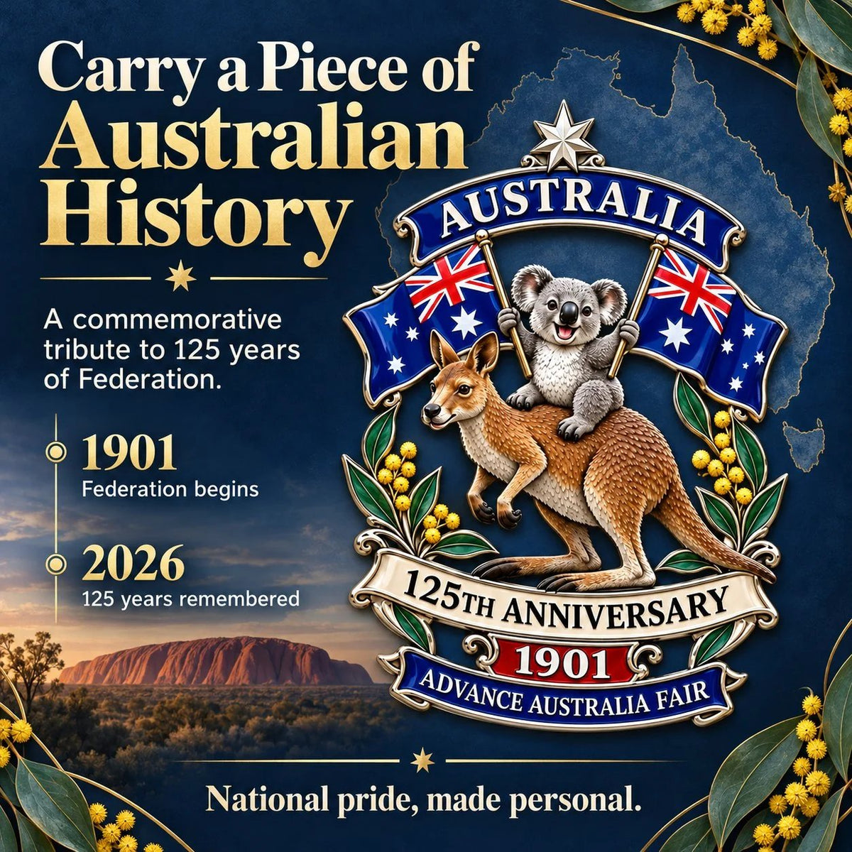 💯🦘Australia 125th Anniversary Commemorative Metal Car Emblem
