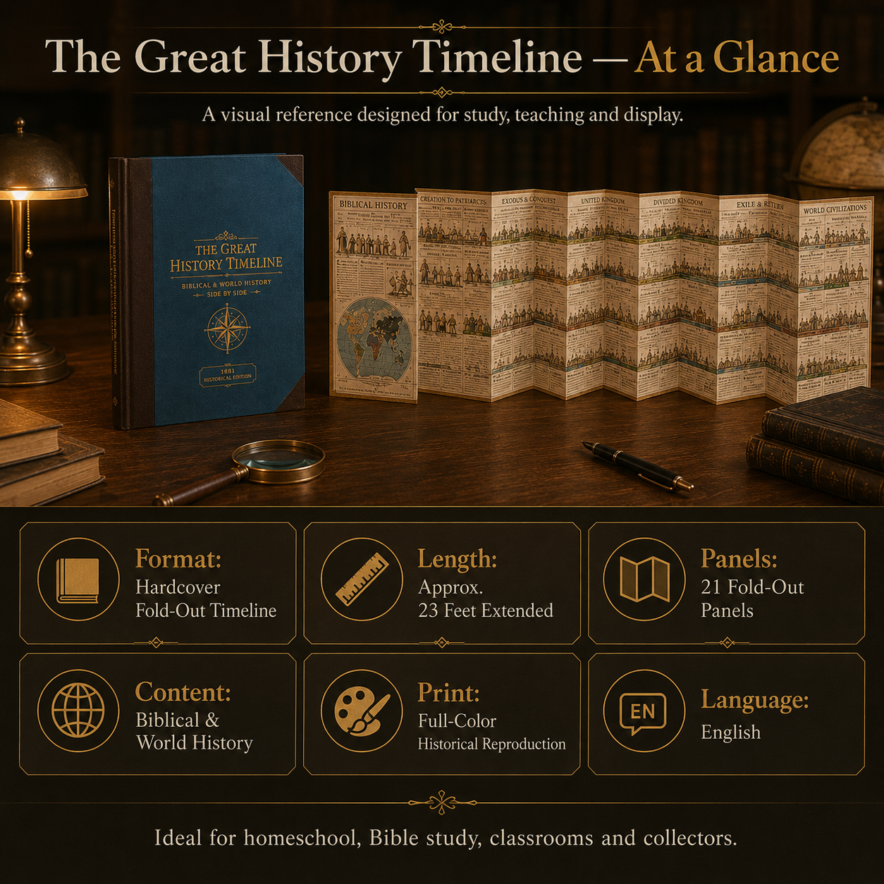 📜 6,000 Years of Biblical & World History — One Fold-Out Timeline