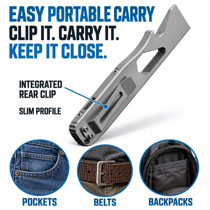 📍🔧 TC4 Titanium EDC Multitool with Pry Bar & Screwdriver Bits