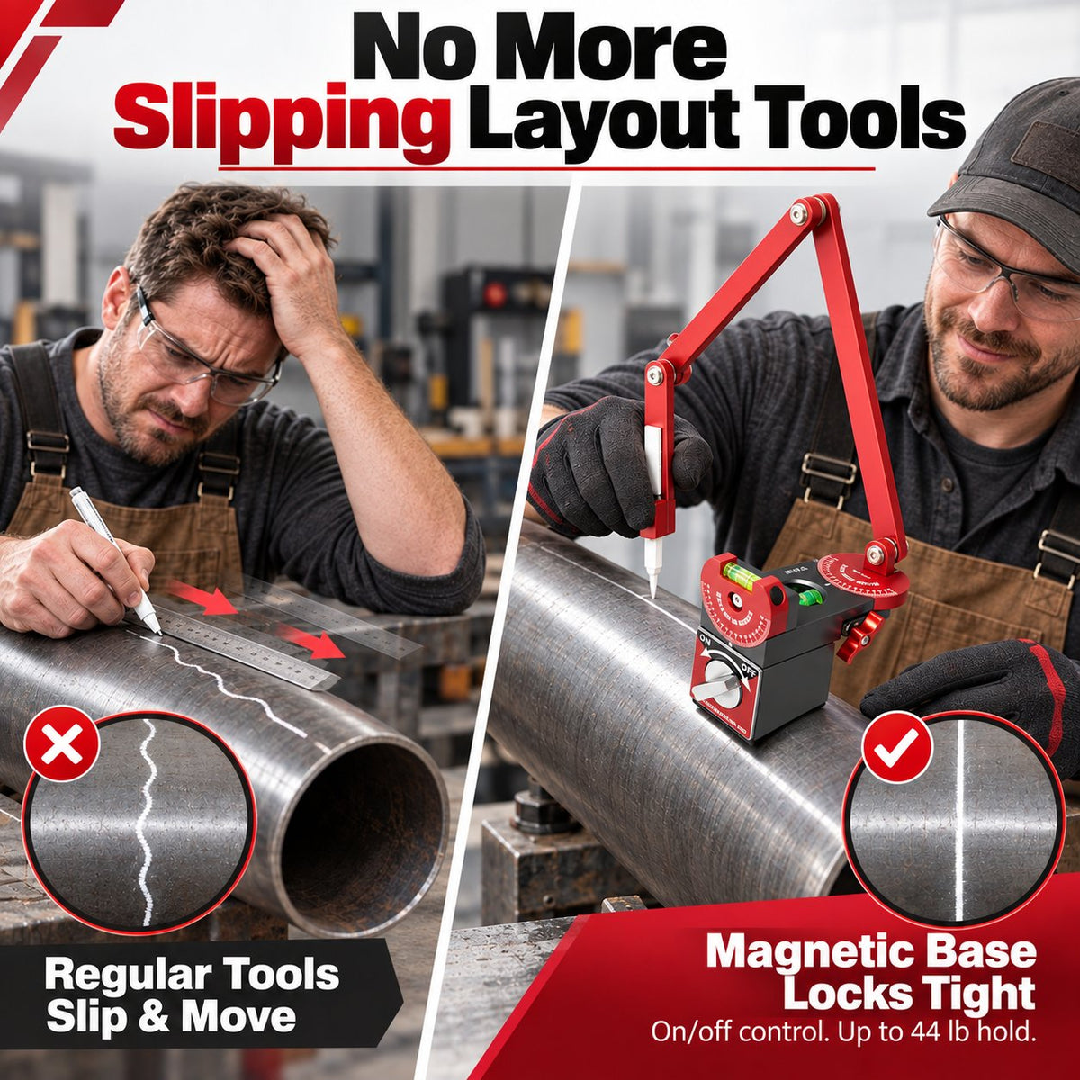 Precision Pipe Locator Tool | 44 Pound Magnetic Base & Talc Marker