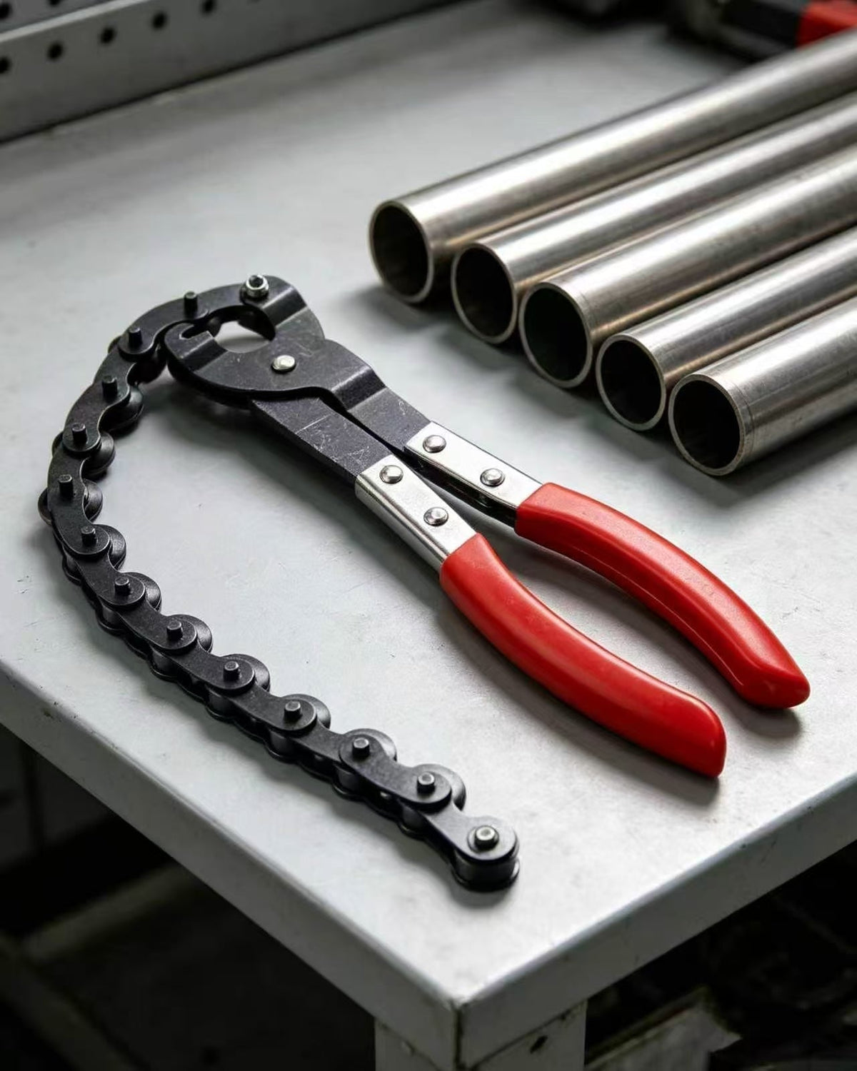 🔧 Chain Exhaust Pipe Cutter – Tight-Space Manual Cutting Tool