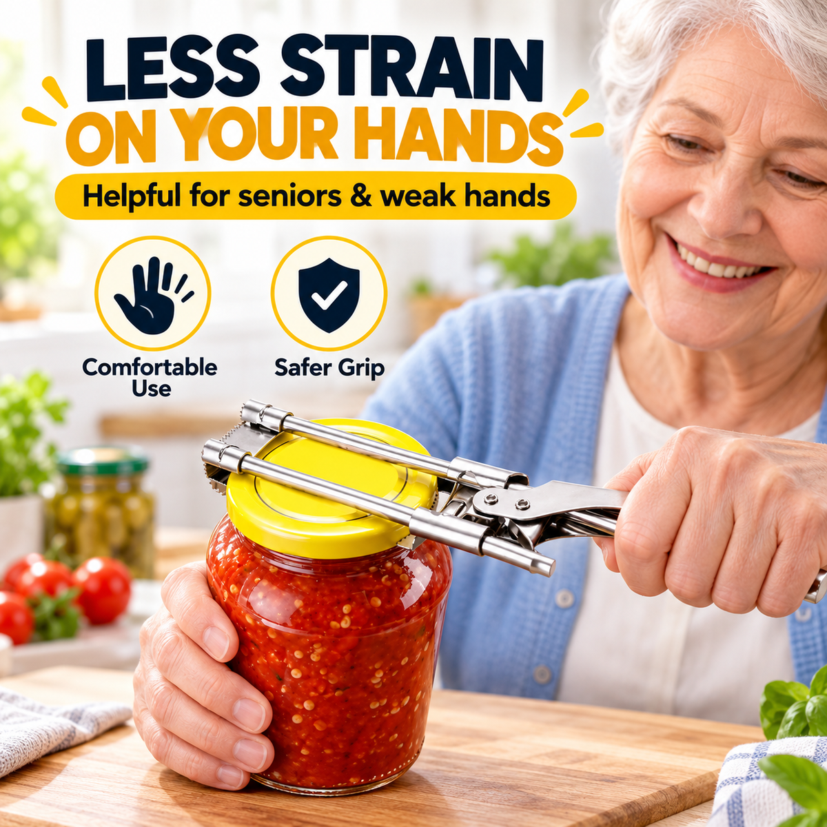 Less Hand Strain Jar Opener