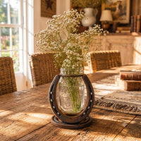 Rustic Heritage Horseshoe Flower Mason Jar Vase