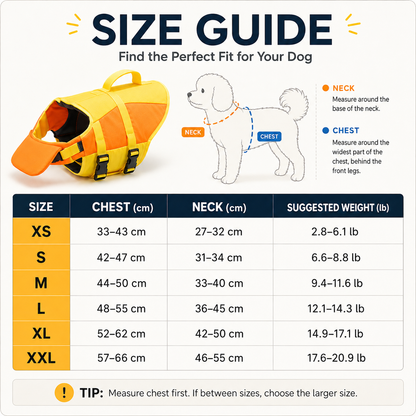 🐶 Adjustable Dog Life Jacket – Chin Float, Rescue Handle & Secure Swim Vest