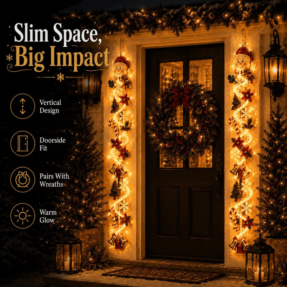 ⏳ Last Day 49% OFF – 🎄MerryCascade™ Glowing Christmas Door Hanger | 6 Festive Lighted Designs with Warm Glow, Dimensional Details & Space-Saving Vertical Décor ✨