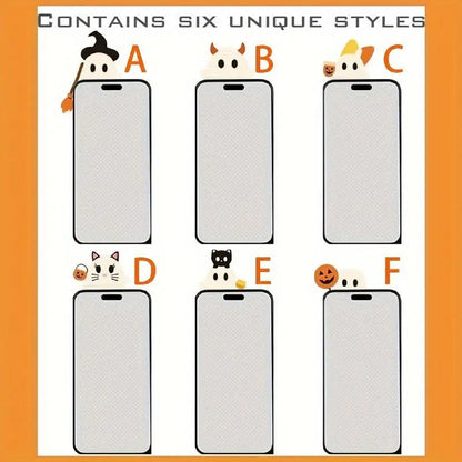 6-Piece Halloween Ghost Phone Buddies – Cute Phone Case Decorations