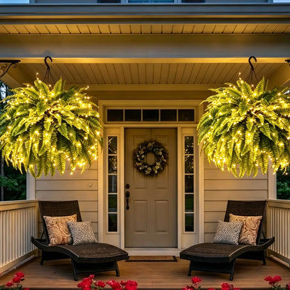 🌿 Glowing Boston Fern with Lights – Zero Water, Zero Mess, 100% Cozy