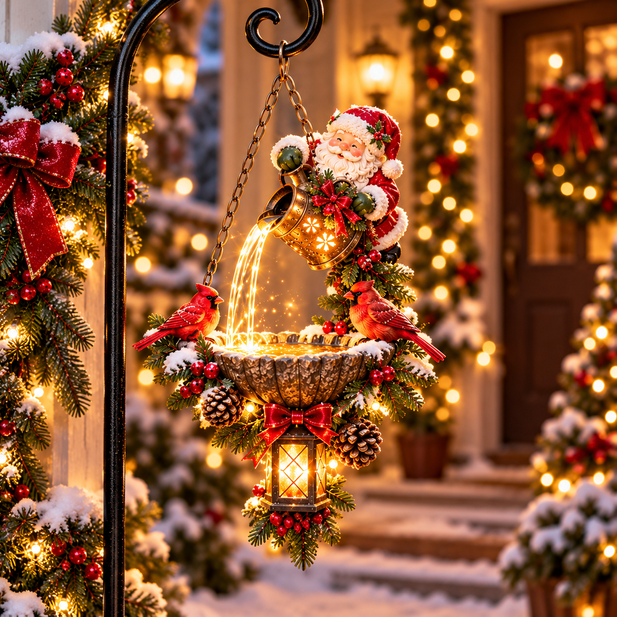 🎄 Santa’s Magical Light Pour – Solar Christmas Garden Hanging Light