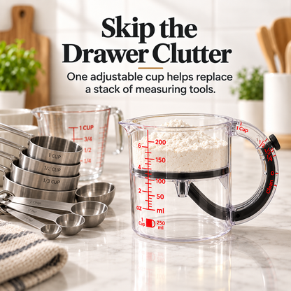 🥣 Adjustable Measuring Cup with Built-In Scraper – 1 Cup / 250 mL for Baking & Cooking