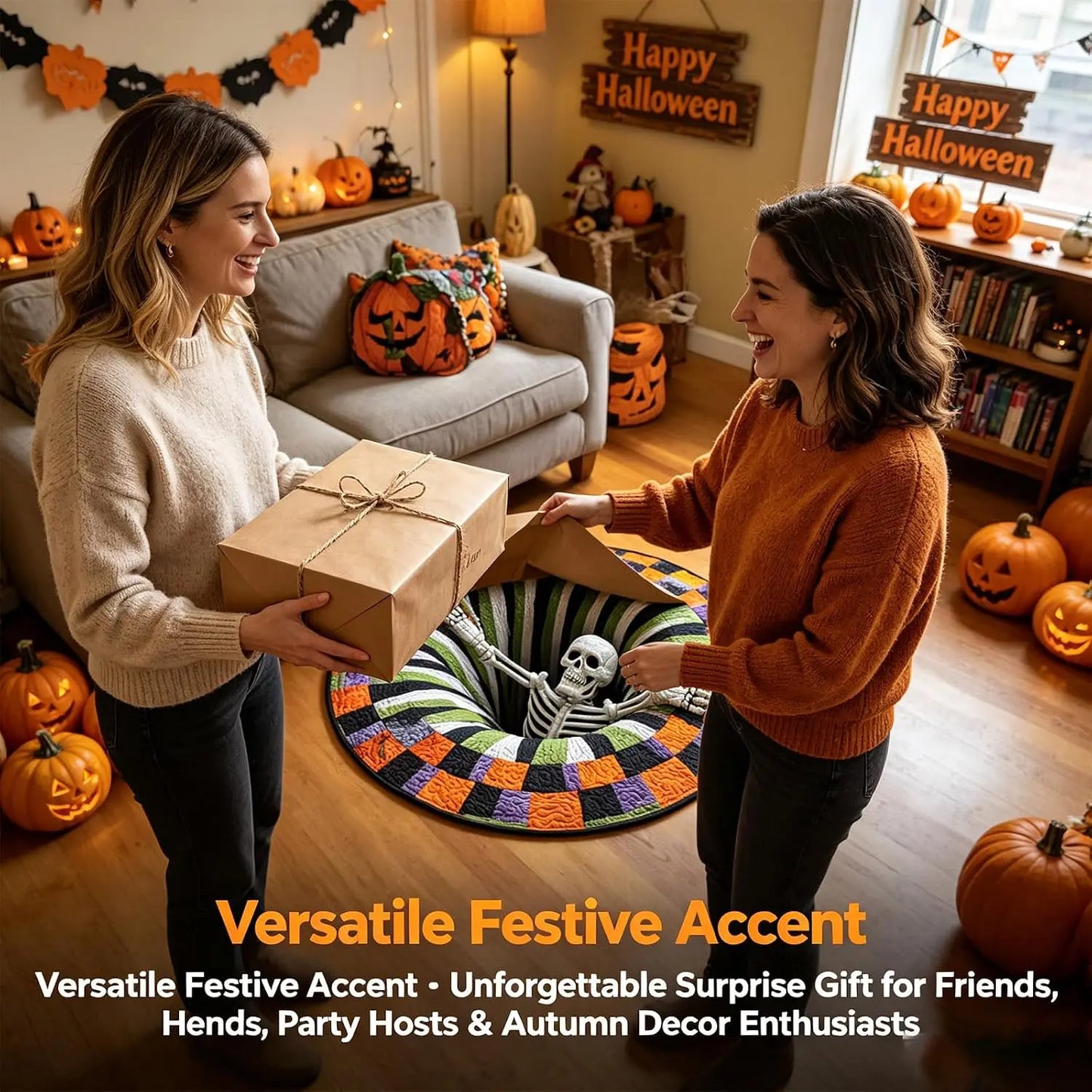 🔥3D Skeleton Vortex Halloween Rug