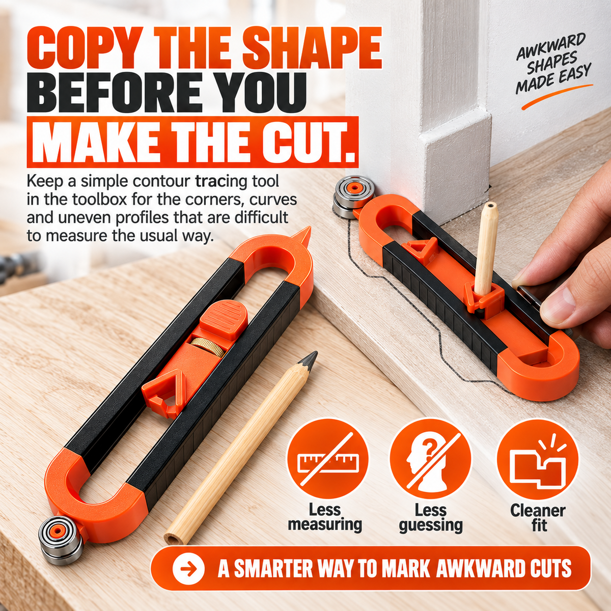 📐Contour Gauge Scribe Tool with Lock and Pencil🏠