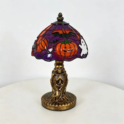 Vintage Pumpkin Bat Halloween Table Lamp