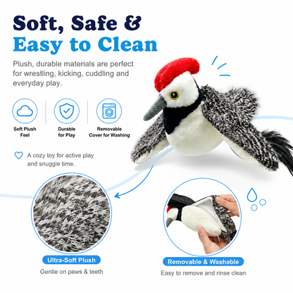 Interactive Flapping Woodpecker Cat Toy - Motion Activated, Chirping & USB Rechargeable