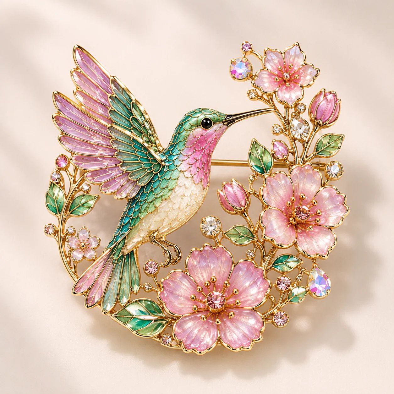 🌸Limited Edition 2026 Hummingbird Blossom Brooch – Elegant Floral Bird Pin Jewelry Gift for Women