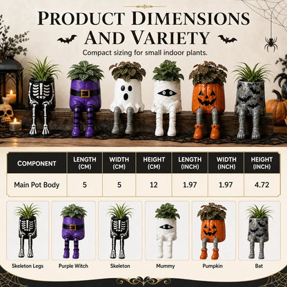 🎉49% OFF – 🎃 Halloween Hanging Leg Planter | Hand-Painted Resin Character Pot for Succulents, Shelves, Desks, Porches & Spooky Seasonal Displays 🪴