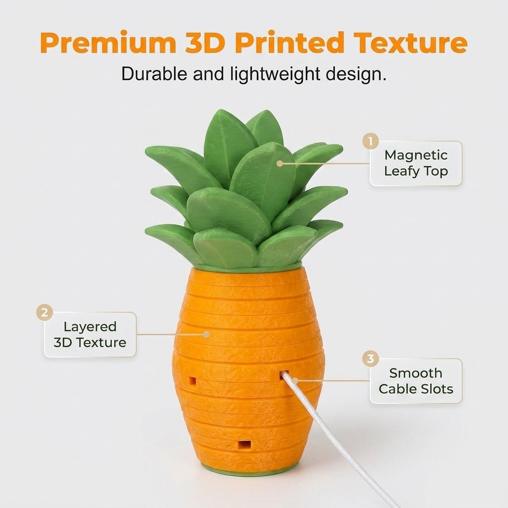 🍍 Pineapple Cable Organizer – Stackable Cord Winder for Desk