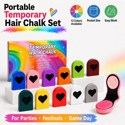 🌈 Instant Hair Color Magic – Washable Temporary Hair Chalk Set