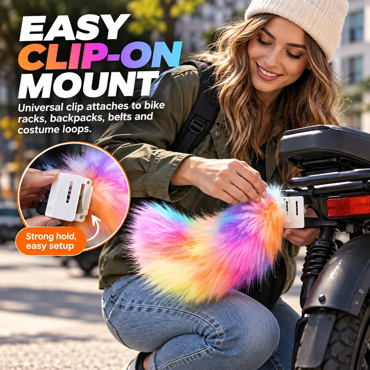 🎭 Light Up Plush Costume Tail | 3 Control Modes, Universal Clip-On for Conventions & Parties