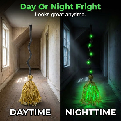 Animated Halloween Witch Broom with Lights, Sound and Motion Decor