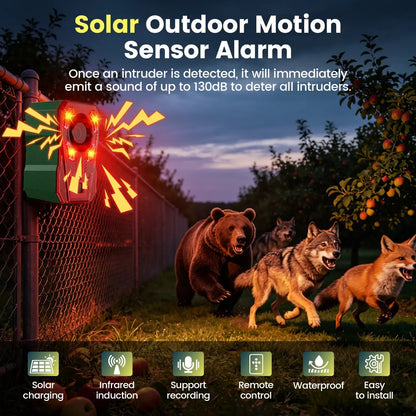 🚨Outdoor Solar-Powered Animal Repeller - 2000mAh USB Rechargeable, Motion Sensor Lights