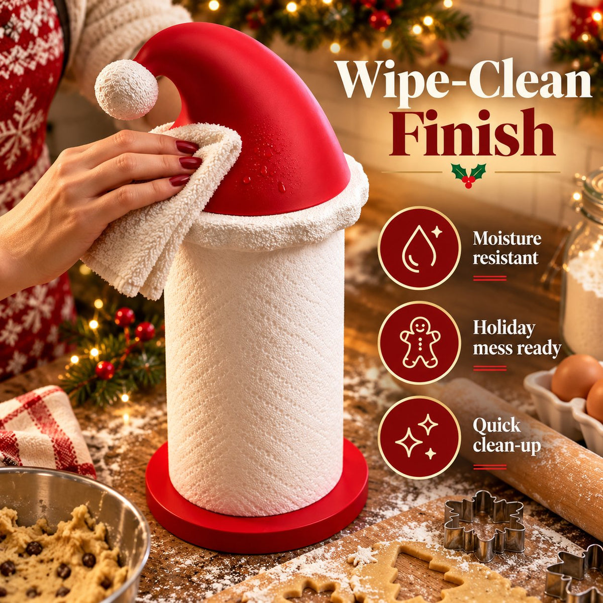 🎅 Santa Hat Paper Towel Holder – Cute Christmas Kitchen Decor 🎄