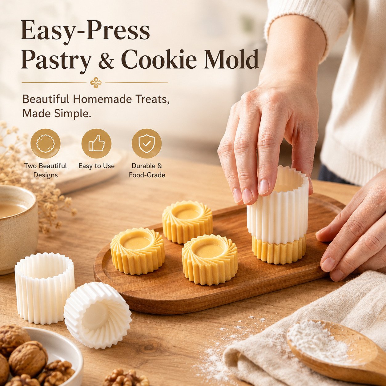 Easy-Press Pastry & Cookie Mold – Beautiful Homemade Treats Made Simple